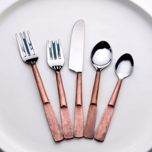 Modern Flatware Set Stainless Steel Cutlery With Copper Handles Dishwasher Safe For Wedding Tableware - Product Image 1