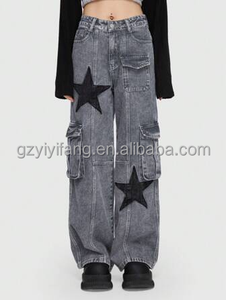 Jeans <span class=keywords><strong>baggy</strong></span> vintage pour femmes, <span class=keywords><strong>pantalon</strong></span> de travail à fermeture éclair personnalisée des années 90, taille plus pour femmes - Product Image 6