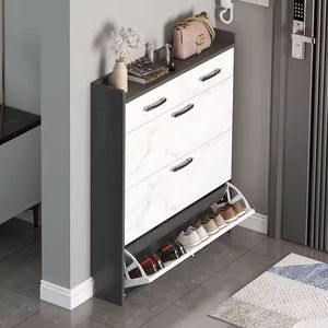 <span class=keywords><strong>Scarpiera</strong></span> Moderna a 4 Ripiani Effetto Marmo con Cassetto Portaoggetti in Legno - Product Image 3