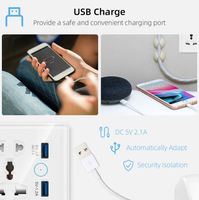 Enchufe Inteligente WiFi Tuya, Enchufe Universal para UE y Reino Unido, Carga Rápida 3.0, Puerto B, 16A, Compatible con Alexa y Google Home
