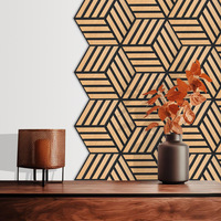 Hexagone auto-adhésif moderne à haute densité bricolage placage de bois panneaux décoratifs pour animaux de compagnie panneaux acoustiques muraux insonorisants