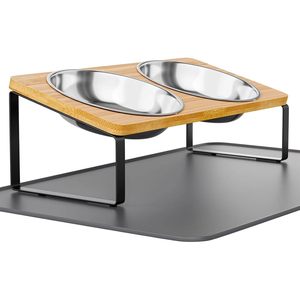 ชามสเตนเลสสตีลพรีเมี่ยมสำหรับแมวพร้อมขาตั้ง15อันจานเลี้ยงอาหารแบบพกพาที่เป็นมิตรป้องกันการอาเจียน - Product Image 1