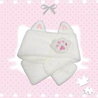 Écharpe carrée pour enfants, motif oreilles de lapin et patte de chat, style japonais, mignonne, en peluche épaisse, chaude pour l'hiver, à porter croisée, polyvalente, pour desserts