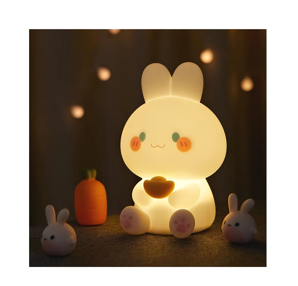 Настраиваемые кроличьи ночные огни Меняющие цвет лампы для спальни подарочные силиконовые лампы Детские ночные огни