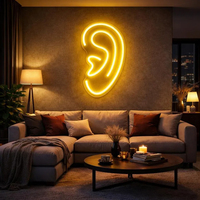 Enseigne néon personnalisée en forme d'oreille humaine, décoration murale esthétique unique pour chambre, art mural LED néon pour salon et chambre à coucher