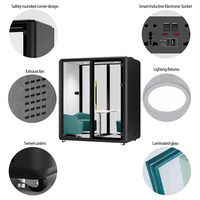Cabine de réunion insonorisée portable pour 3 personnes, cabine acoustique pour la confidentialité, cabine mobile en verre trempé pour bibliothèque, bureau