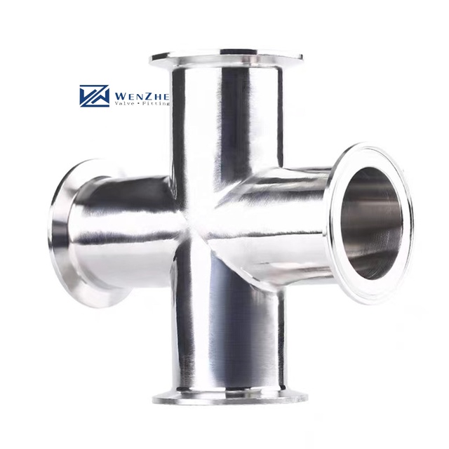 SS304 316 Sanitary Stainless Steel Welding/ Clamp Pipe Fitting 4 Way Cross Polished End 3A DIN