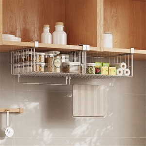 304 Stainless Steel Kitchen Storage <b>Rack</b> Non-Folding Double Tier Towel Holder Waterproof Standing Cabinet Under Mount - Product Image 1