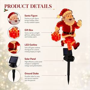 Decoración Navideña LED Solar para Interiores WINNER Santa con Caja de Regalo y Estaca para Tierra, Luz Blanca Cálida, IP20, 2 Años de Garantía - Product Image 1