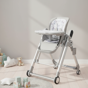 Chaise haute 3-en-1 avec plateau double couche, roues silencieuses universelles, hauteur réglable, 6 positions, cadre épaissi, ceinture de sécurité - Product Image 1