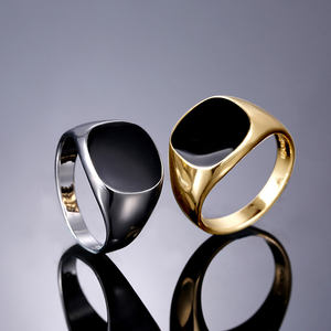 Anillos chapados en oro de 18k para dedo, de alta calidad, esmalte negro, gran oferta - Product Image 3