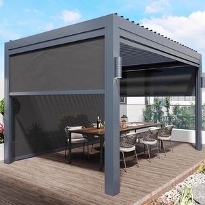 Pérgola y Gazebo de Aluminio con Luces LED, Impermeable, Bioclimática, con Cortina - Product Image 6