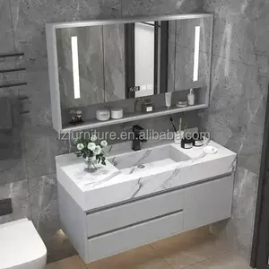 New Design <b>Bathroom</b> <b>Vanities</b> Modern Wooden <b>Bathroom</b> Cabinet Black Sintered Stone <b>Vanity</b> Countertop LED Mirror - Product Image 3