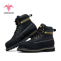 Chaussures de sécurité de haute qualité pour hommes, anti-écrasement et anti-perforation, en cuir, avec embout en acier, pour le travail industriel