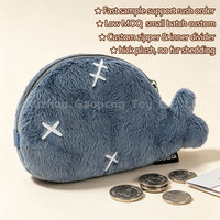 Porte-monnaie en peluche personnalisé en forme de baleine, porte-clés, petit sac de rangement zippé en fourrure de dessin animé, pochette en peluche personnalisable