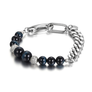 Bracelets tendance en acier inoxydable fin de haute qualité en pierre d'oeil de tigre bijoux à bas prix vente en gros - Product Image 1