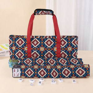 Jeu de Mahjong moderne en mélamine 166 tuiles, sac fourre-tout en toile, 4 supports, indicateur de vent, 3 dés, 100 jetons, cartes de scores, kit cadeau personnalisé - Product Image 1