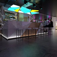 Comptoir de bar en forme de L époustouflant pour hôtel et restaurant avec surface solide en pierre artificielle, design durable pour centre commercial, salle de sport et sous-sol