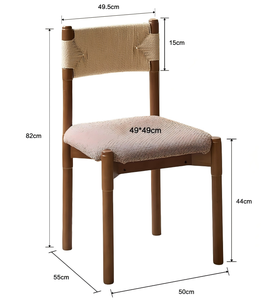 Silla <span class=keywords><strong>de</strong></span> Ocio DISHI <span class=keywords><strong>de</strong></span> Madera Maciza Estilo Retro Francés, Respaldo Tejido con Cuerda, Cojín Suave para Hogar, Oficina, Restaurante y <span class=keywords><strong>Bar</strong></span> - Product Image 6
