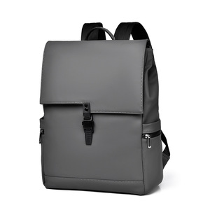 New Men's High-End Casual <b>Backpack</b> Stylish Unique PU Material Simple Casual Solid Color Zipper Closure Anti-Theft Feature - Product Image 6