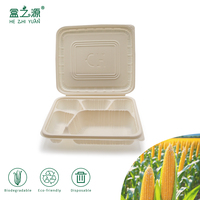Boîte repas rectangulaire personnalisée en amidon de maïs biodégradable et écologique, à compartiments multiples, pour pizza à emporter et stockage de restauration rapide