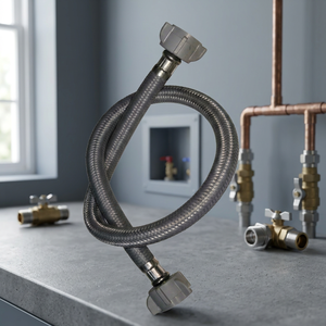Tuyau d'alimentation en eau tressé en polyéthylène flexible, diamètre intérieur 1/2 po, double extrémité, 300 psi, pour raccordement de lavabo de salle de bain - Product Image 3