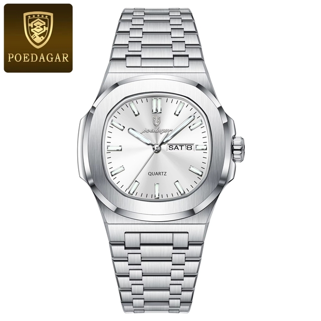 Luxury Brand Poedagar 853 Mens Reloj New Trend Stainless Steel Waterproof Luminous Quartz Wrist Watch