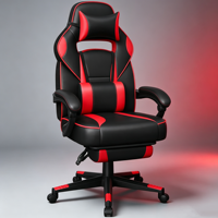 Chaise de jeu ergonomique en cuir PU bleu et blanc avec accoudoirs articulés et repose-pieds rétractable – Vente en gros