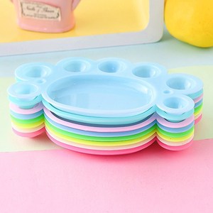 Paleta de pintura redonda de plástico acrílico transparente para niños al por mayor, paleta de pies pequeños Bo Hao de 16,2X10,2 cm para artistas - Product Image 1