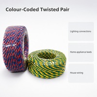 Kabel Fleksibel Tembaga Berinti 2, Isolasi PVC, Tipe Twisted Pair 300/300V RVS untuk Bangunan