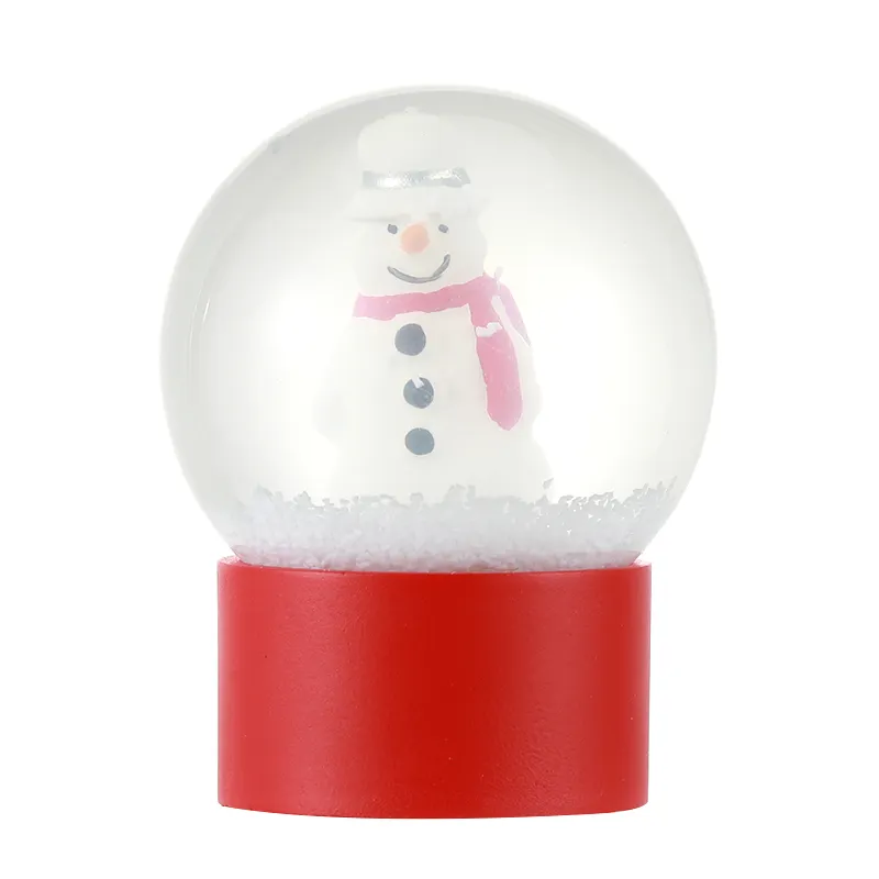 Muñeco de nieve personalizado, globo de resina, globo de agua, cristal soplado, nieve, Base roja, decoración de habitación de Navidad para invierno, pequeño globo de nieve de resina