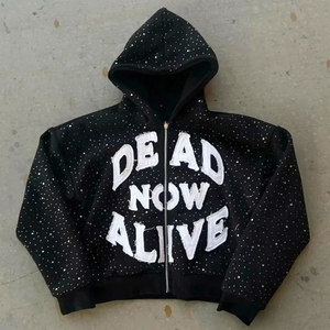 DCY Benutzerdefiniertes Stickerei-Logo Herren Oversized Hoodie, Schnurloser Maßgefertigter Distressed Hoodie, Schwerer Reißverschluss-Hoodie - Product Image 3