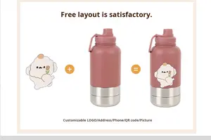 Desain Logo pribadi portabel tiga-dalam-satu Kit perjalanan hewan peliharaan 304 baja tahan karat botol minum anjing padat untuk penggunaan luar ruangan - Product Image 6