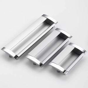 And So Aluminum Handle 64mm 96mm 128mm Modern Minimalist Wardrobe <b>Drawer</b> Recessed Pulls <b>Silver</b> Polished Finish - Product Image 1