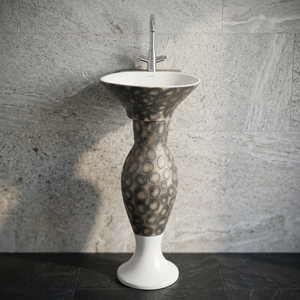 Juego de pedestal de lavabo de cerámica de dos piezas de diseñador, lavabo de Arte de Color para tocador de baño Morbi India - Product Image 6