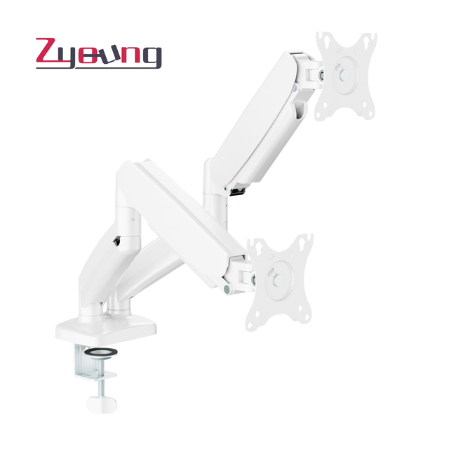 Wholesale Full Motion Dual Monitor Arm Flexible Adjustable Desktop PC Computer Stand Gas Spring Rotation Dual Monitor Mount