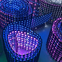 Écran LED en maille flexible noir RGB IP67 étanche pour affichage de façade de grand bâtiment, intérieur/extérieur, pas de pixel de 10 cm