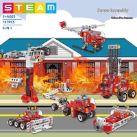 Série de blocs de construction de voitures de pompiers urbains, jouet éducatif à assembler en grandes pièces, cadeau pour bébés garçons, en plastique, plusieurs modèles