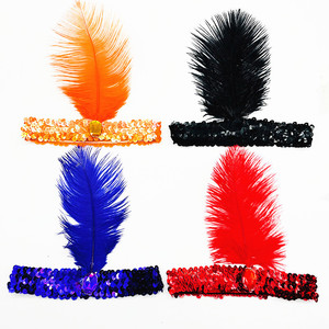 Serre-<span class=keywords><strong>tête</strong></span> <span class=keywords><strong>à</strong></span> plumes style Années 20 pour fête de carnaval, serre-<span class=keywords><strong>tête</strong></span> <span class=keywords><strong>à</strong></span> paillettes et plumes pour femme, coiffe élastique pour événement - Product Image 2