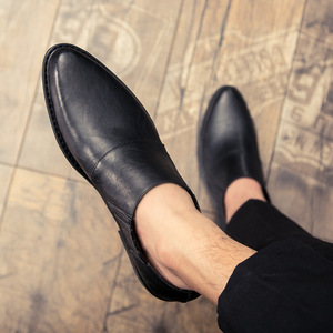 Mocasines de Cuero para Hombre, Sin Cordones, Punta Puntiaguda, Suela de Goma, Cómodos para Todas las Temporadas, Color Sólido, Zapatos Casuales de Negocios - Product Image 4