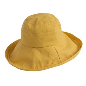 Korean Style Women's Wide Brim Bucket Hat Cotton Breathable Sun Protection Foldable Summer Fisherman Hat Solid Color Yellow - Product Image 5