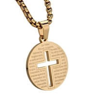 Collier pendentif en acier inoxydable plaqué or 18 carats pour homme et femme pour baptême chrétien, cadeau de fête de Noël