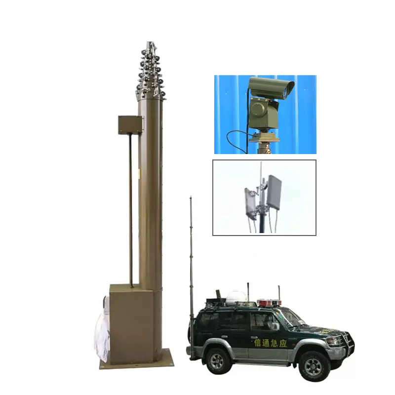 Manual Winch or Motorized Telescopic Mast Mobile Trailer System