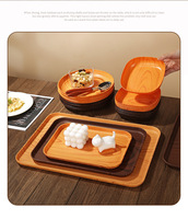 Ensemble d'assiettes en plastique imitatif en bois durable pour plateau à collation, gâteau, fruits, sushi, petit déjeuner, vaisselle de fête