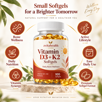 Gélules de Vitamine D3 + K2 MK7 à Marque Blanche 5000 UI 125 µg – Complément pour le Soutien Osseux – Formule Personnalisée OEM