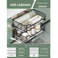 Organisateur de tiroir de cuisine à 2 niveaux, plateau de rangement coulissant réglable pour armoires, gain de place, installation facile