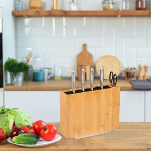 Bloc porte-<span class=keywords><strong>couteau</strong></span> <span class=keywords><strong>universel</strong></span> en bambou personnalisé en usine avec insert à poils pour la cuisine - Product Image 5