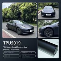 Film TPU Noir Mat Bleu Phantom – Rouleau de protection anti-jaunissement extensible à base renforcée, fini mat et lisse, ton froid – Vente en gros