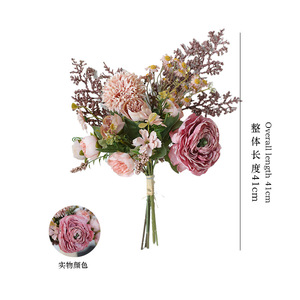 <b>Artificial</b> <b>Bouquet</b> Dried Flower Pink Coffee Orange Plastic Silk High Simulation Home Decor Living Room Desktop Ornament - Product Image 5