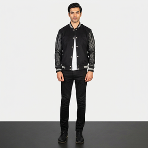 Top Trending Varsity College Baseball <b>Jacket</b> for <b>Men</b> Casual Canvas Varsity Design Stand Collar Front Logo Breathable Winter - Product Image 1